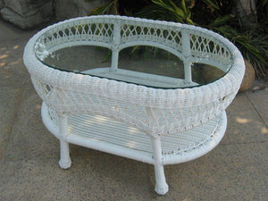 Wicker Coffee Table - White