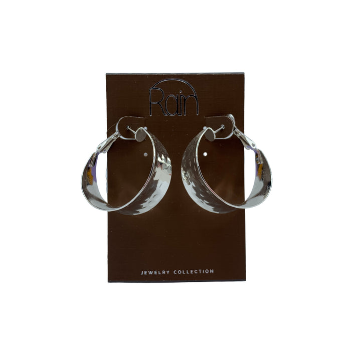 JE0207S - silver wide medium hoop earrings