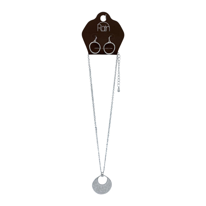 N2035S - Silver Crescent Drop Necklace Set