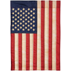 Garden Flag - Sewn Stripes & Embroidered Stars Applique Flag