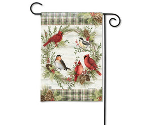 Garden Flag - Winter Bird Wreath