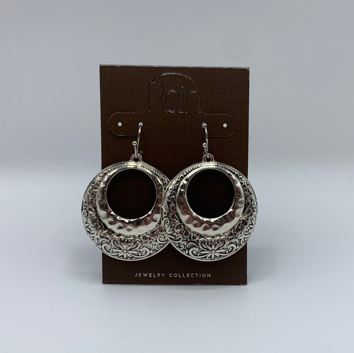 Earrings - Silver Ox Engraved Circle