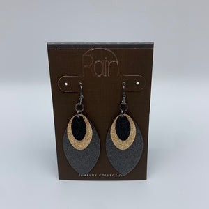 Earrings - Black & Gold Layer Sparkle Finish