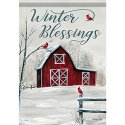 Garden Flag - Winter Barn